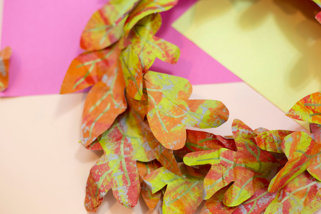 Paper Bag Fall Leaf Wreath