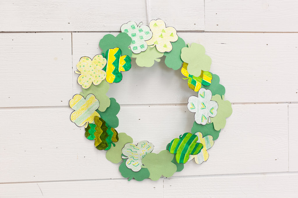 Kids Craft Shamrock Paper Plate Wreath