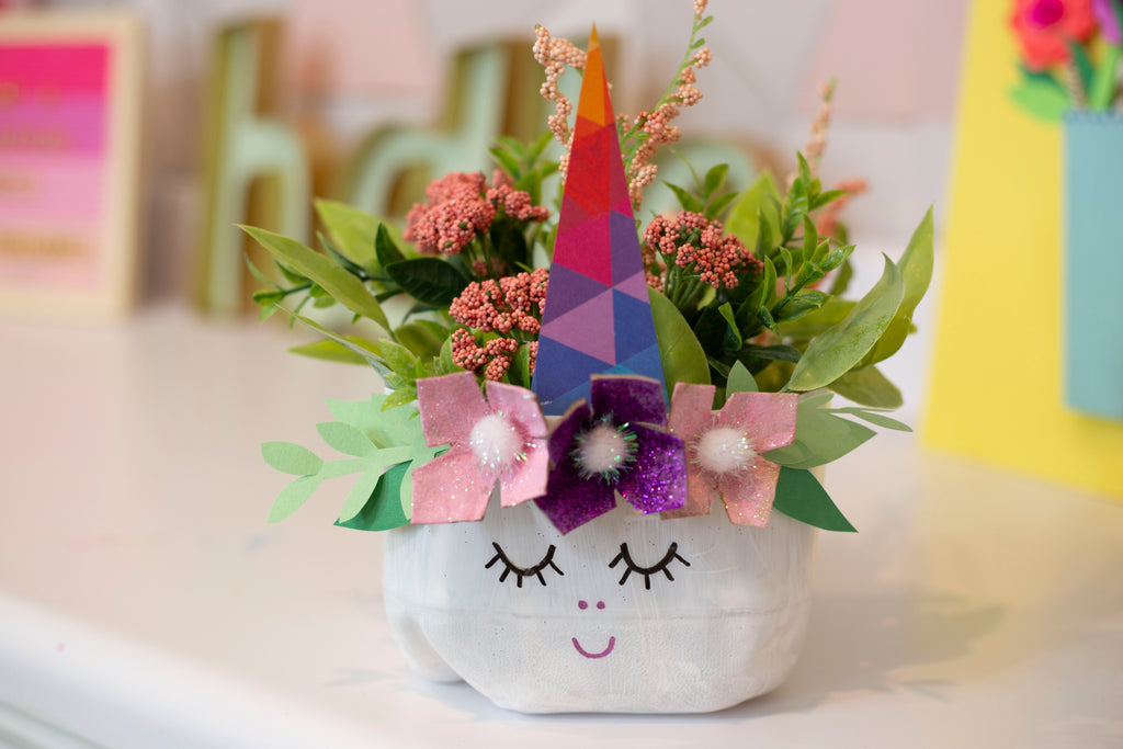 DIY Milk Jug Unicorn Planter
