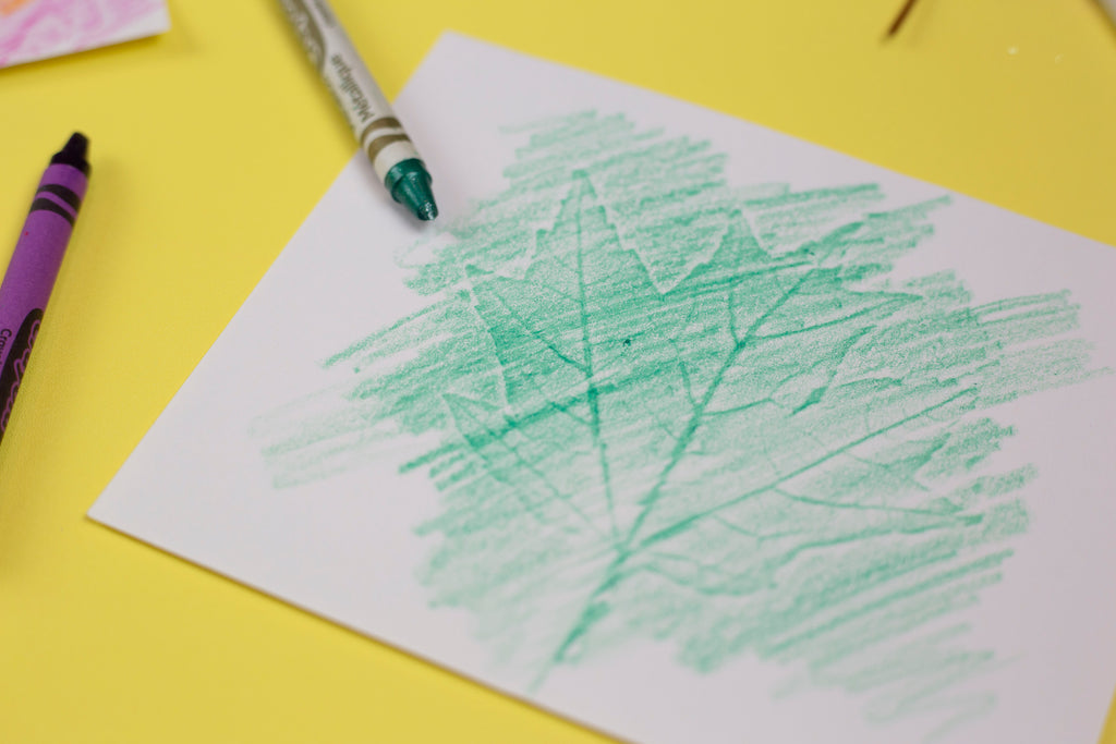 DIY Leaf Crayon Rubbed Artwork