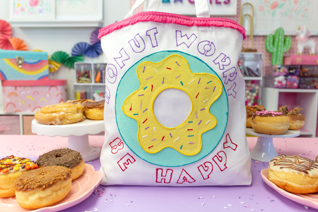 DIY Donut Worry Be Happy Tote Bag