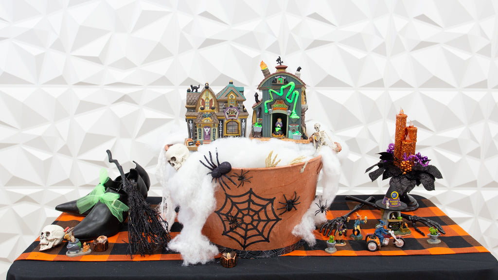 Lemax Spooky Town Halloween Collection Village Set-Up