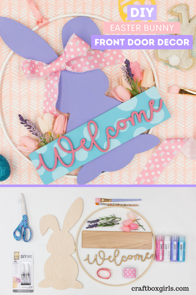 DIY Easter Bunny Welcome Front Door Hanger